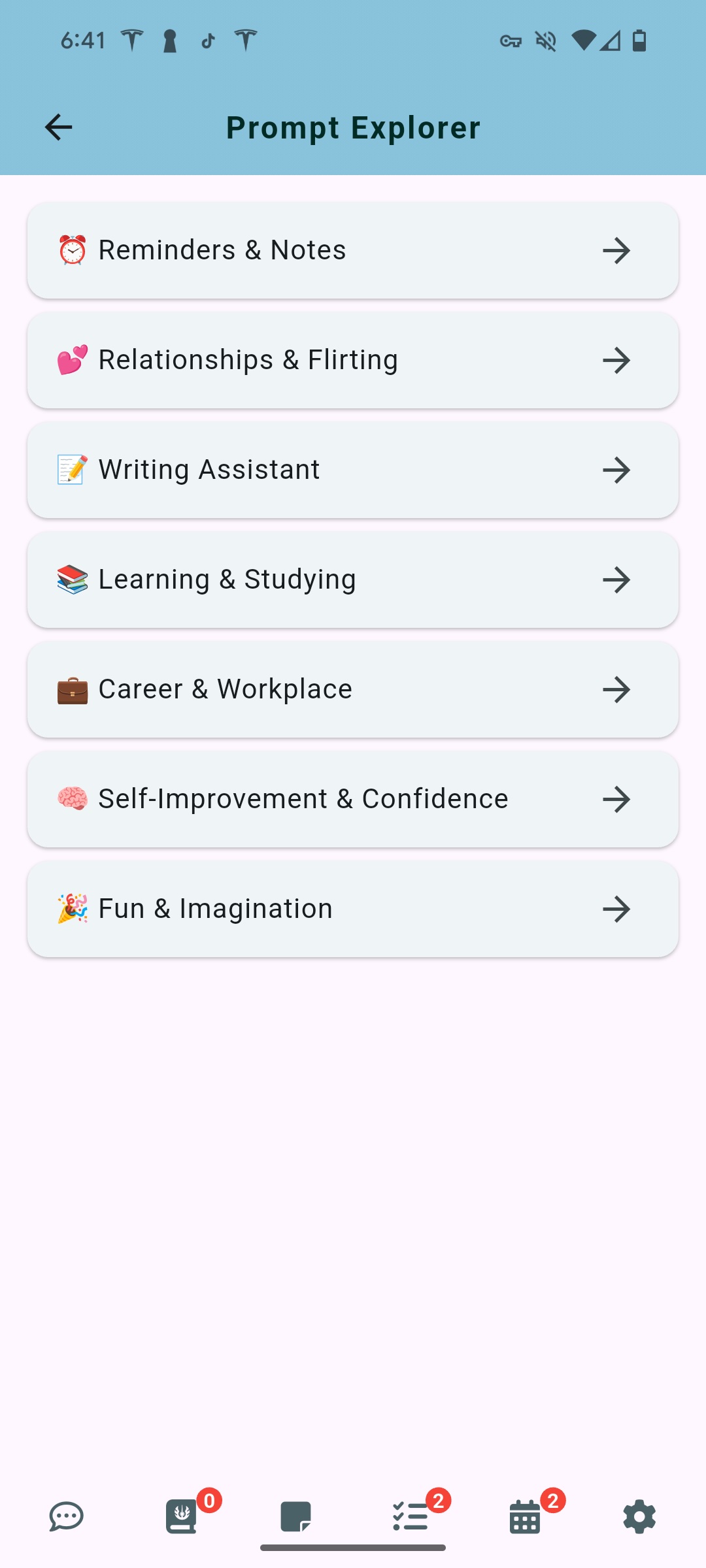 Memozy AI Assistant - Prompt explorer
