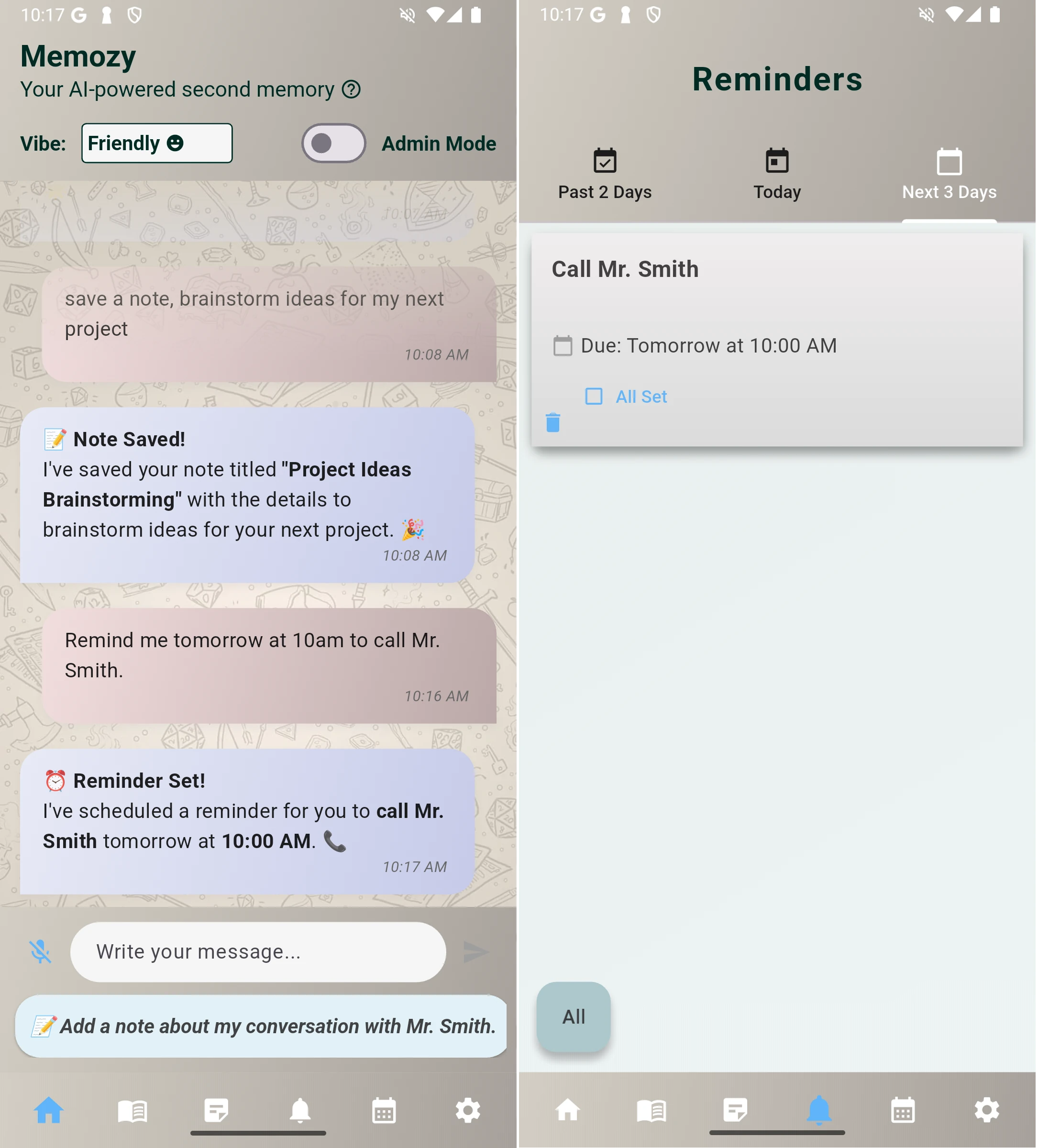 Setting a Reminder in Memozy